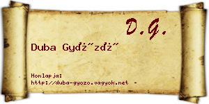 Duba Győző névjegykártya