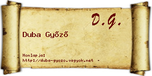Duba Győző névjegykártya